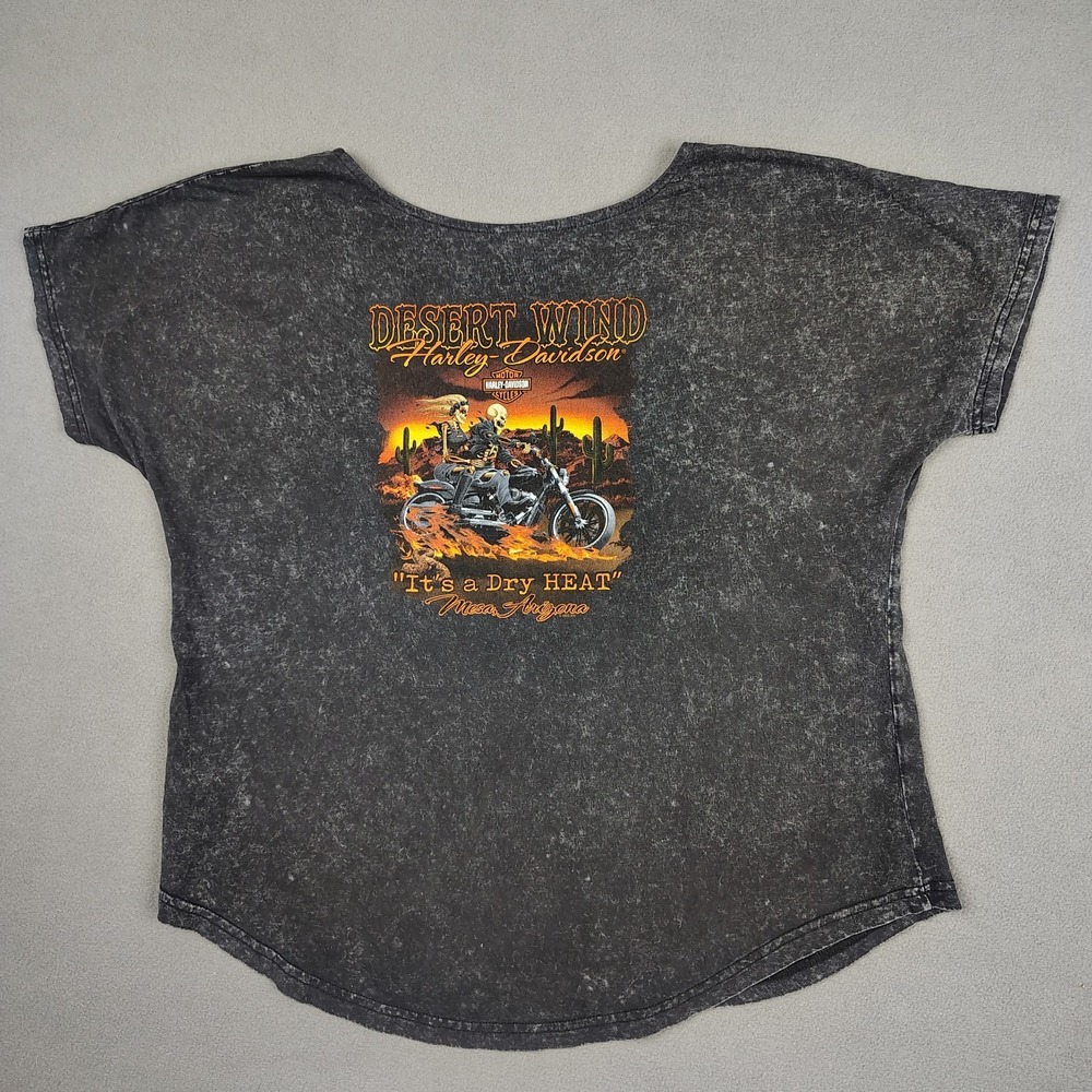 Harley Davidson Shirt Women XL Black Skeleton Ghost Riders Arizona Relaxed Biker